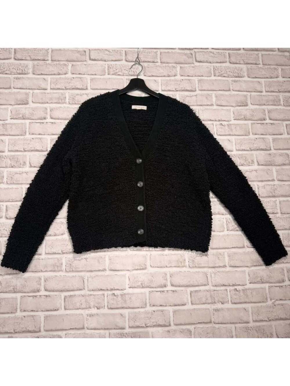 Griege Cardigan Sweater Chunky Knit Black Women's L